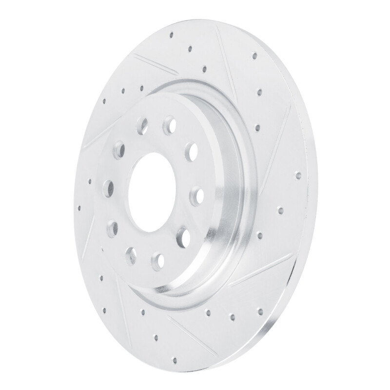 Jeep Grand Cherokee Brake Rotor (1) - Rear Right - R1 Concepts - Drilled & Slotted - Silver - `22-`25